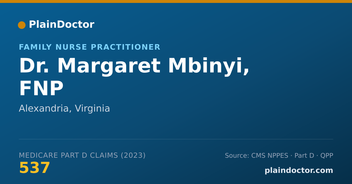 Shareable card for Margaret Mbinyi, FNP - Family Nurse Practitioner, Alexandria, VA