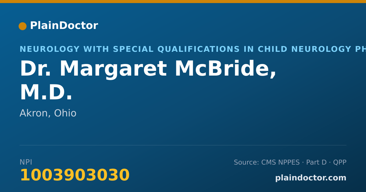 Shareable card for Margaret McBride, M.D. - Neurology with Special Qualifications in Child Neurology Physician, Akron, OH