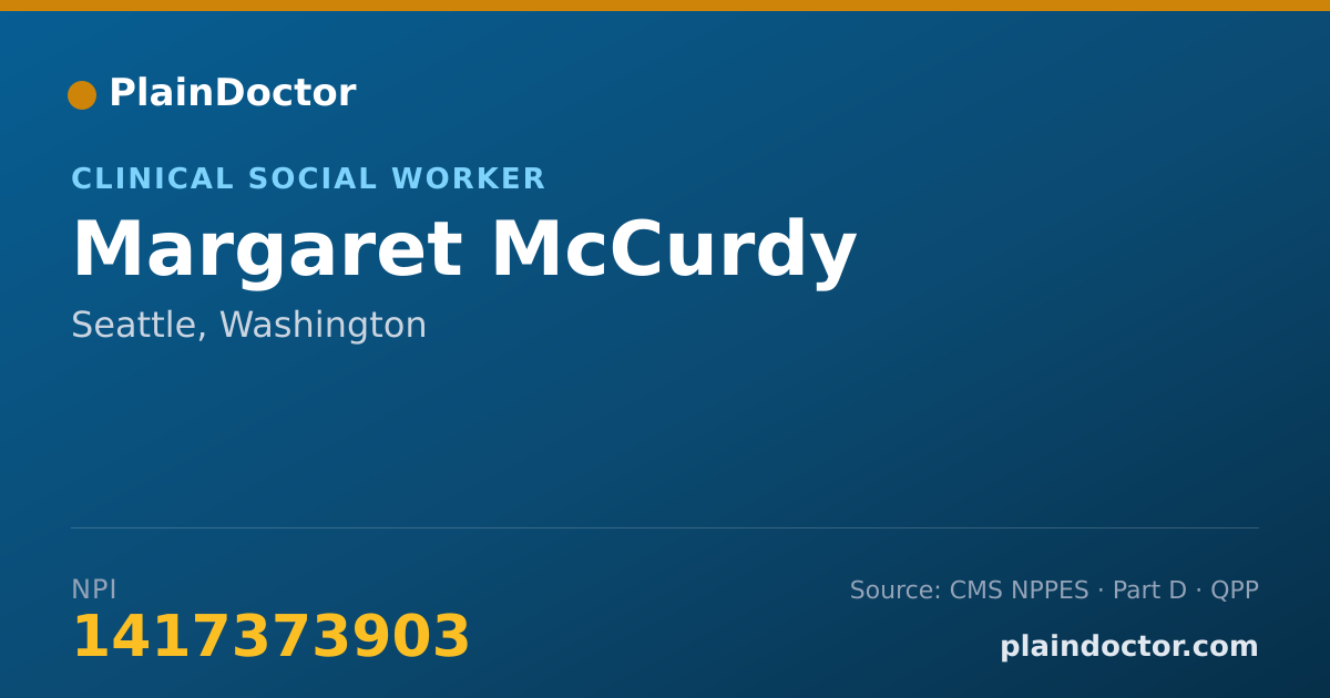 Shareable card for Margaret McCurdy - Clinical Social Worker, Seattle, WA