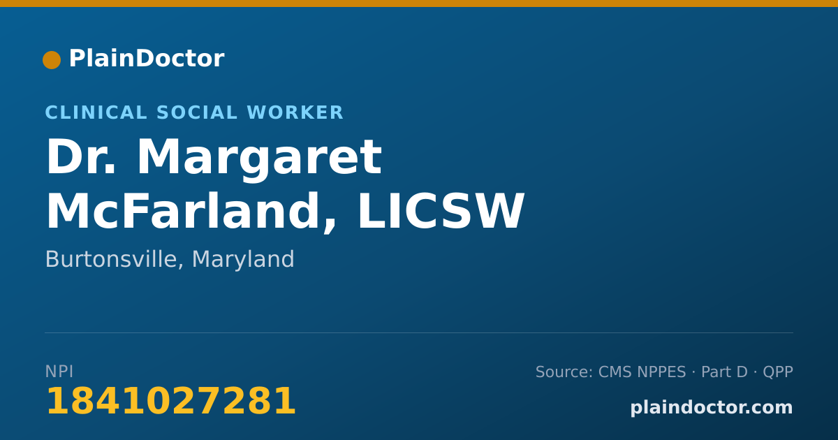 Shareable card for Margaret McFarland, LICSW - Clinical Social Worker, Burtonsville, MD
