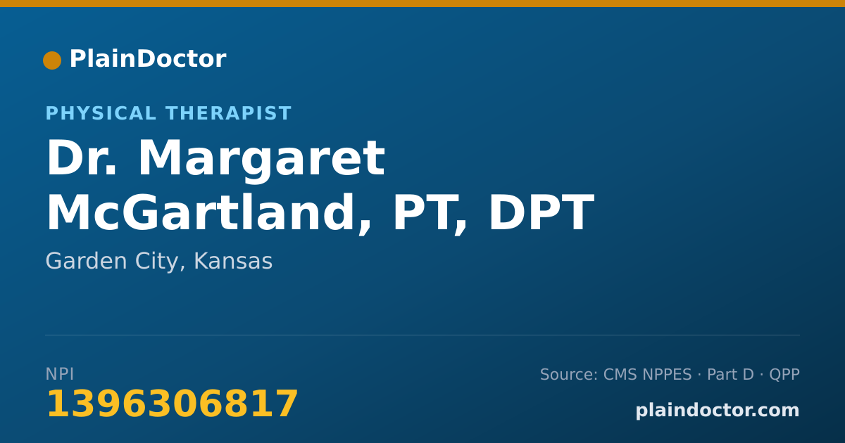 Shareable card for Margaret McGartland, PT, DPT - Physical Therapist, Garden City, KS