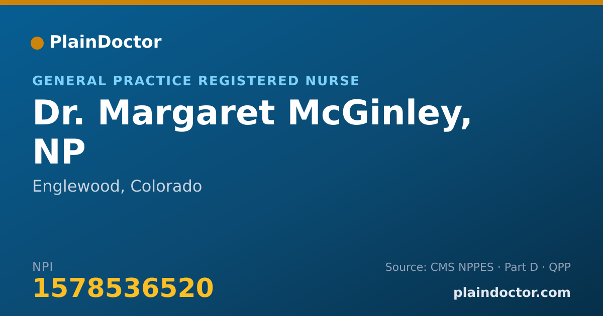 Shareable card for Margaret McGinley, NP - General Practice Registered Nurse, Englewood, CO