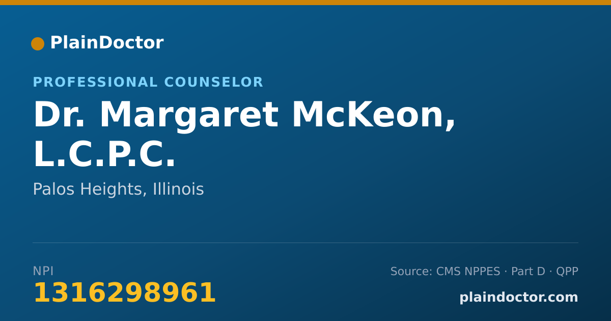 Shareable card for Margaret McKeon, L.C.P.C. - Professional Counselor, Palos Heights, IL