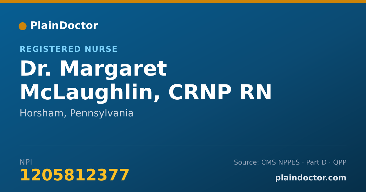 Shareable card for Margaret McLaughlin, CRNP RN - Registered Nurse, Horsham, PA
