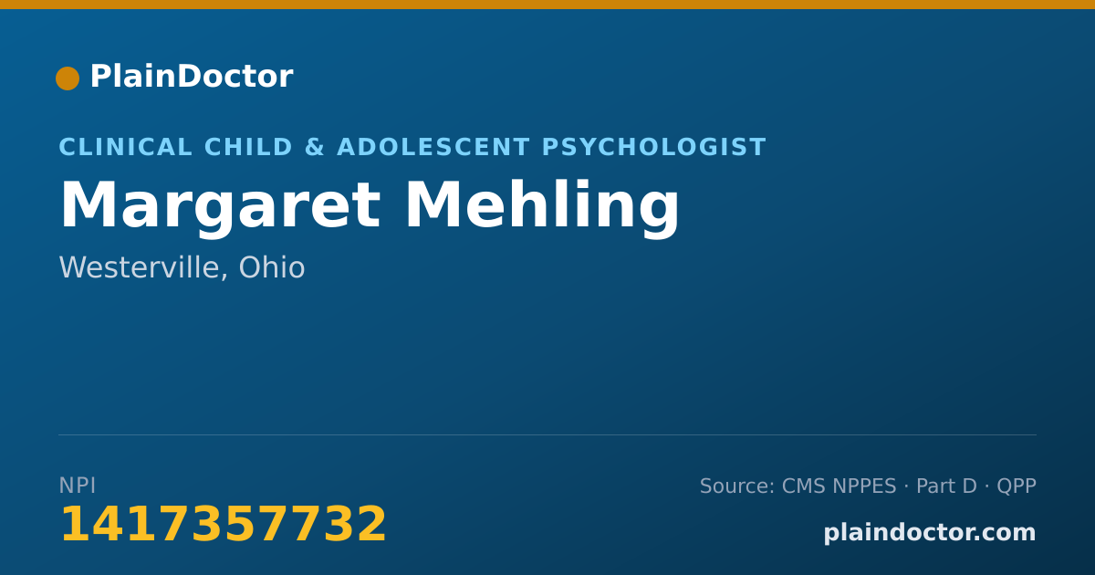 Shareable card for Margaret Mehling - Clinical Child & Adolescent Psychologist, Westerville, OH