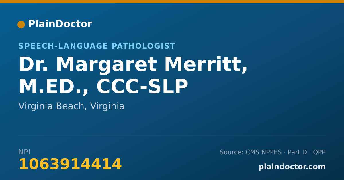 Shareable card for Margaret Merritt, M.ED., CCC-SLP - Speech-Language Pathologist, Virginia Beach, VA