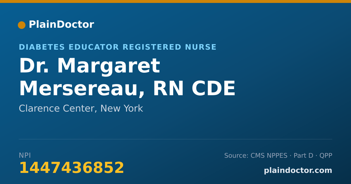 Shareable card for Margaret Mersereau, RN CDE - Diabetes Educator Registered Nurse, Clarence Center, NY