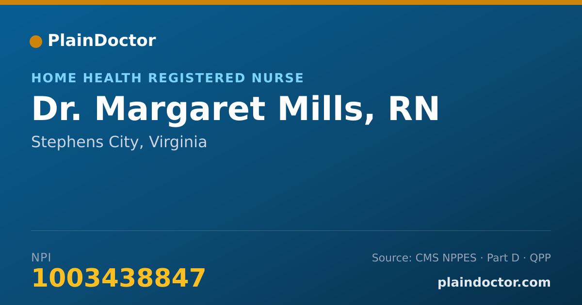 Shareable card for Margaret Mills, RN - Home Health Registered Nurse, Stephens City, VA
