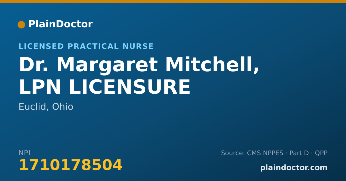 Shareable card for Margaret Mitchell, LPN LICENSURE - Licensed Practical Nurse, Euclid, OH