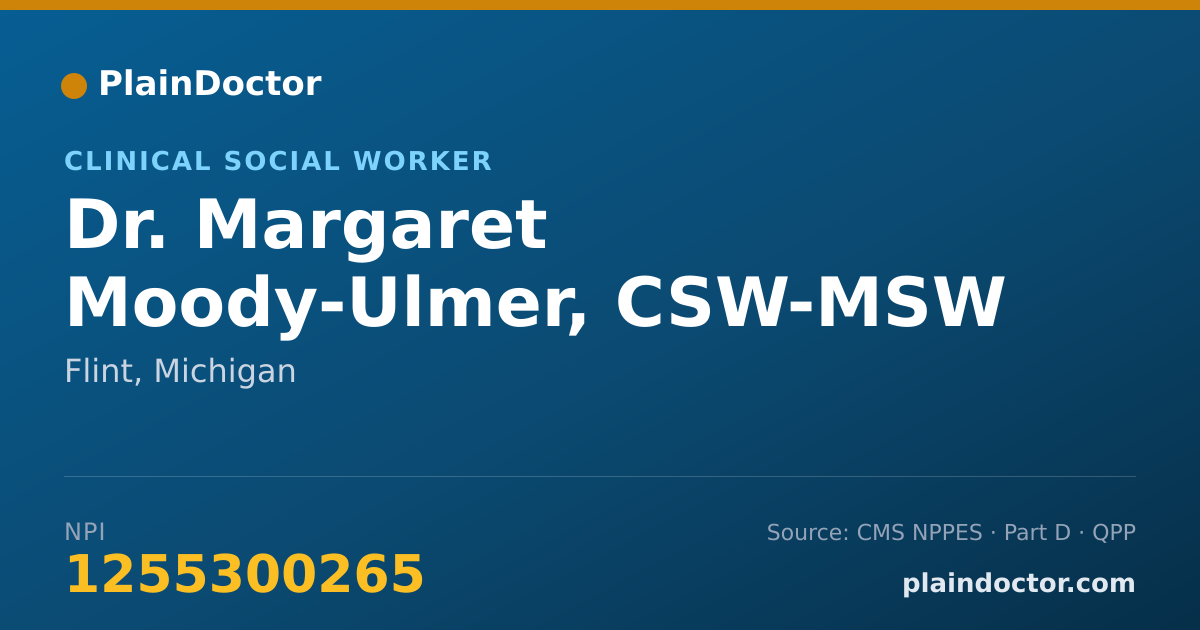 Shareable card for Margaret Moody-Ulmer, CSW-MSW - Clinical Social Worker, Flint, MI