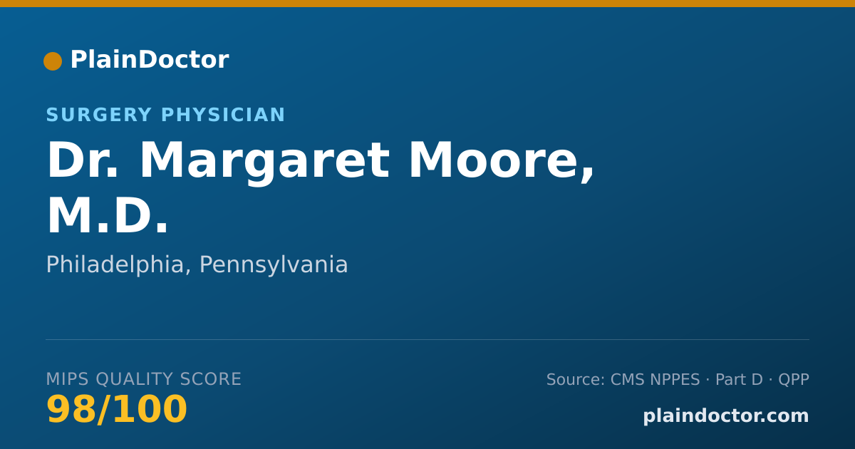 Shareable card for Margaret Moore, M.D. - Surgery Physician, Philadelphia, PA