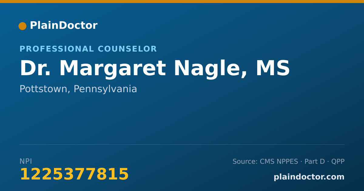 Shareable card for Margaret Nagle, MS - Professional Counselor, Pottstown, PA