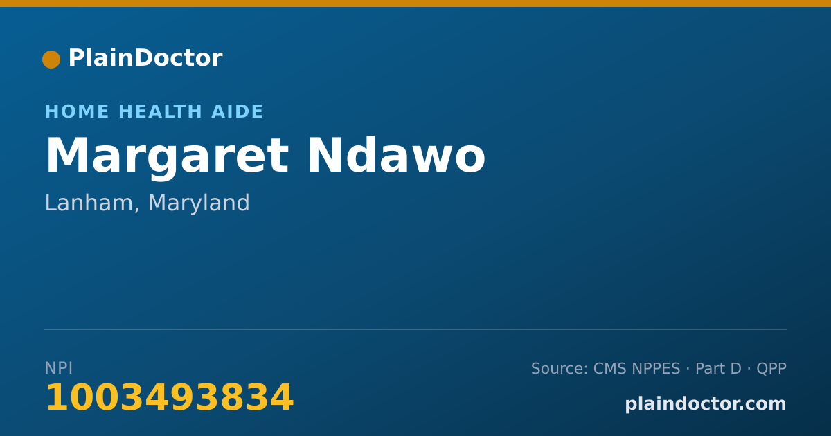 Shareable card for Margaret Ndawo - Home Health Aide, Lanham, MD