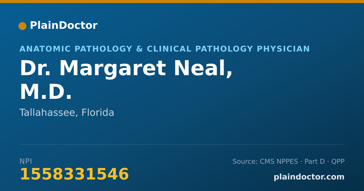 Shareable card for Margaret Neal, M.D. - Anatomic Pathology & Clinical Pathology Physician, Tallahassee, FL