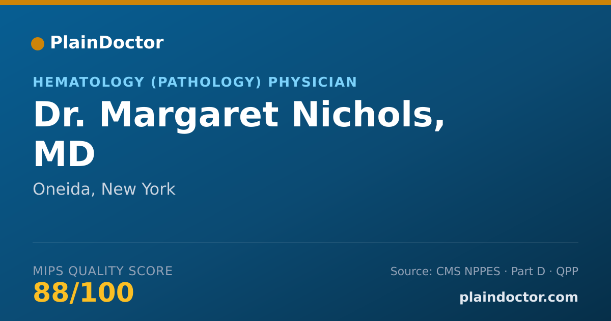 Shareable card for Margaret Nichols, MD - Hematology (Pathology) Physician, Oneida, NY