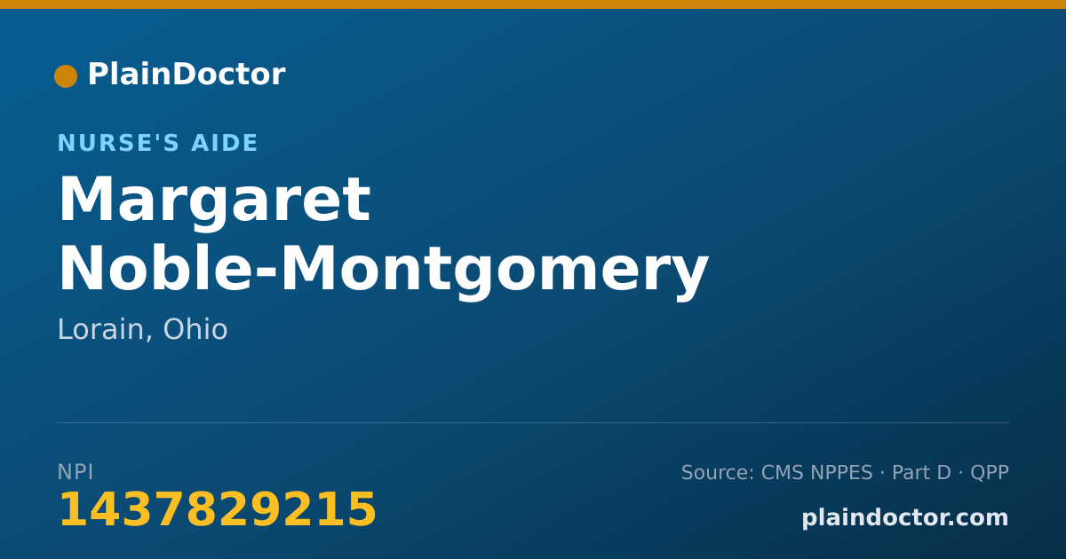 Shareable card for Margaret Noble-Montgomery - Nurse's Aide, Lorain, OH