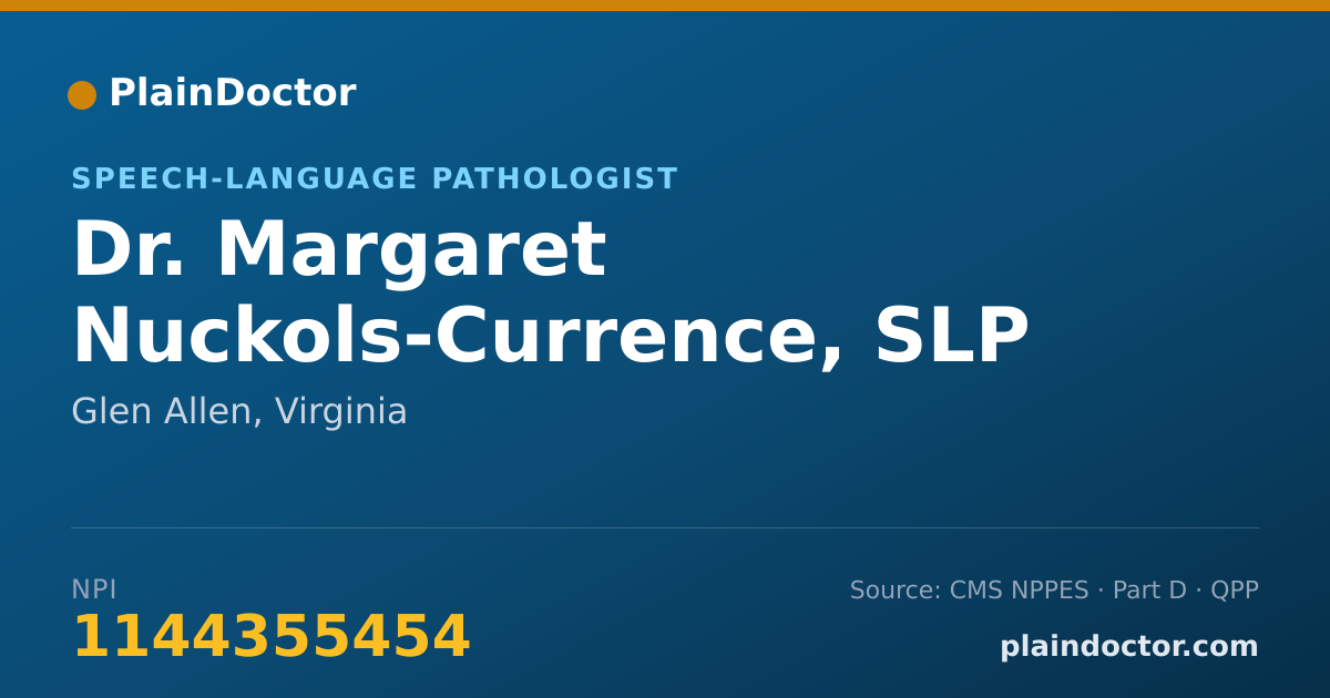 Shareable card for Margaret Nuckols-Currence, SLP - Speech-Language Pathologist, Glen Allen, VA