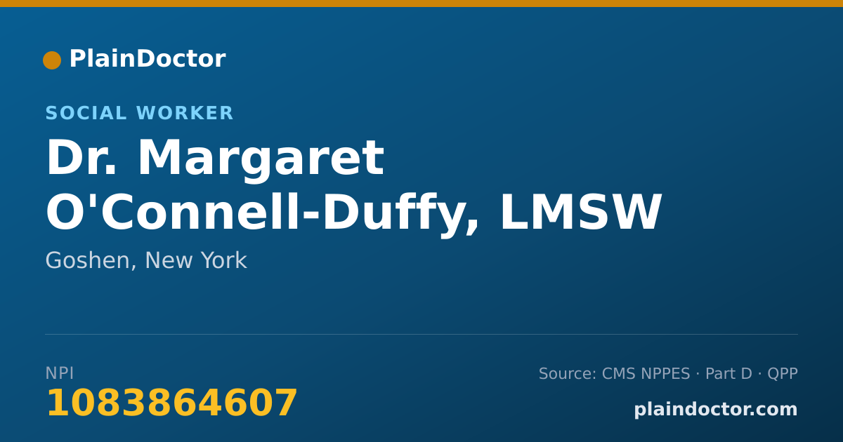 Shareable card for Margaret O'Connell-Duffy, LMSW - Social Worker, Goshen, NY