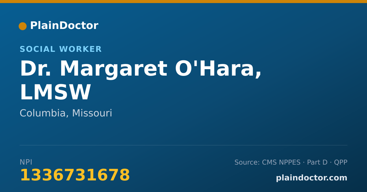 Shareable card for Margaret O'Hara, LMSW - Social Worker, Columbia, MO