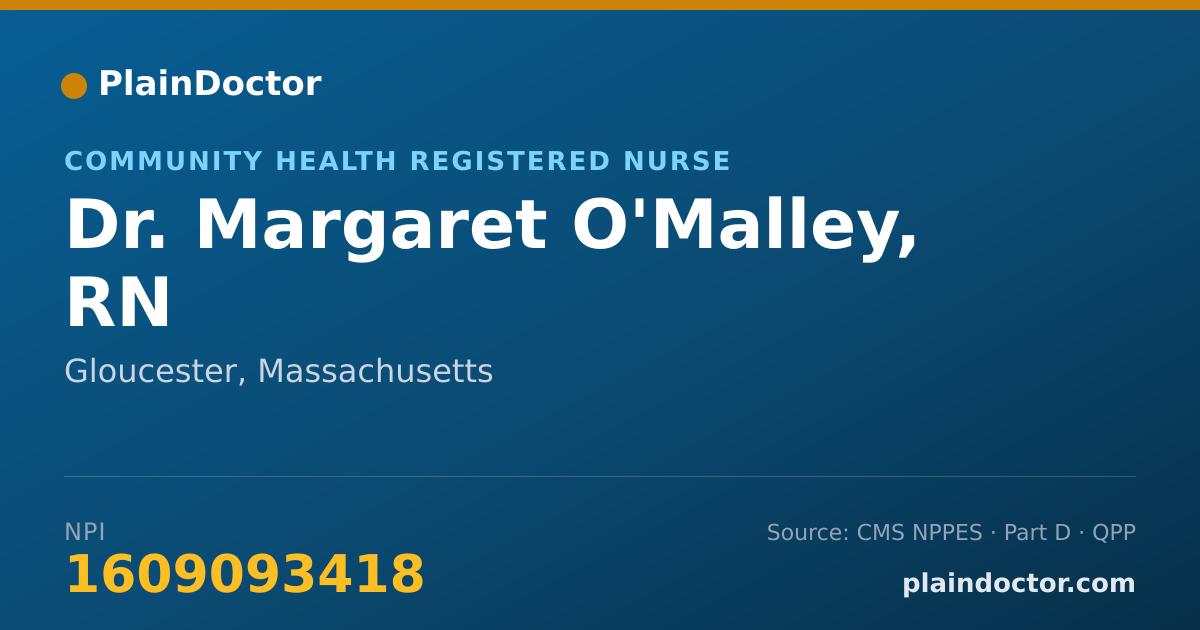 Shareable card for Margaret O'Malley, RN - Community Health Registered Nurse, Gloucester, MA