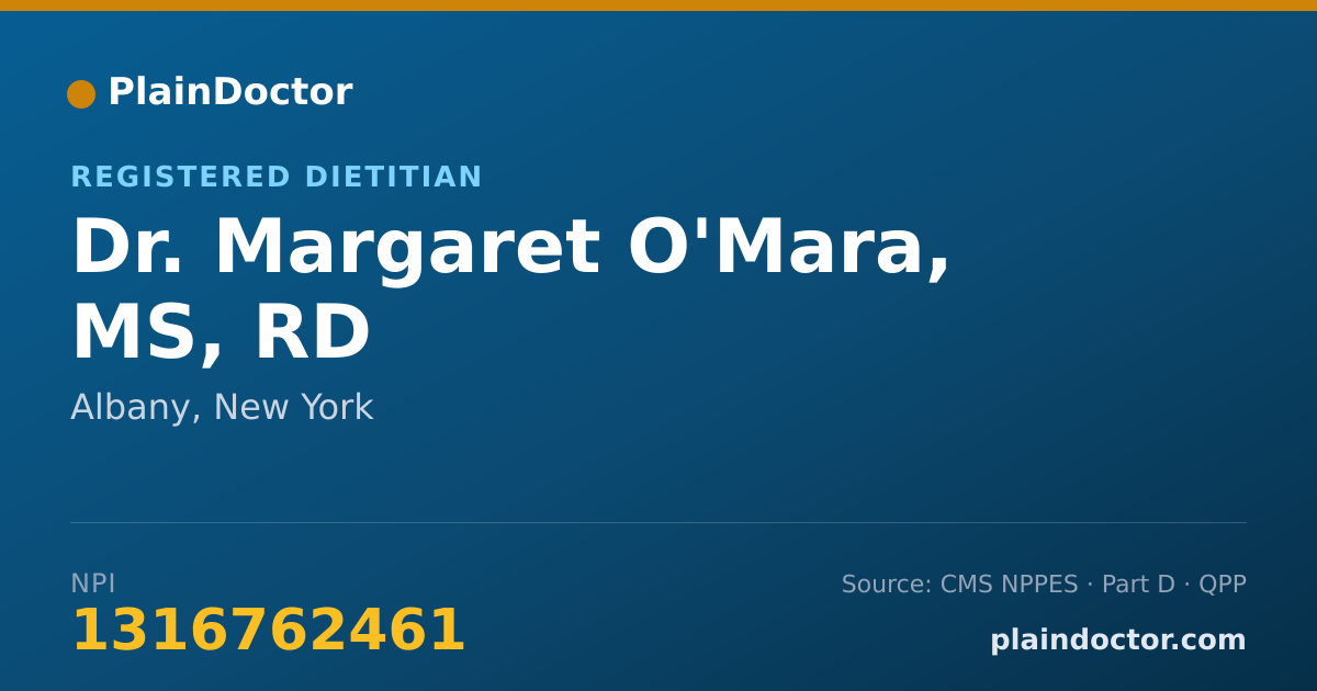 Shareable card for Margaret O'Mara, MS, RD - Registered Dietitian, Albany, NY