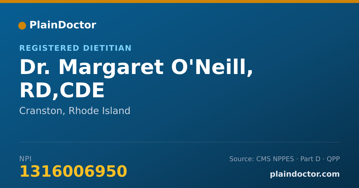 Shareable card for Margaret O'Neill, RD,CDE - Registered Dietitian, Cranston, RI