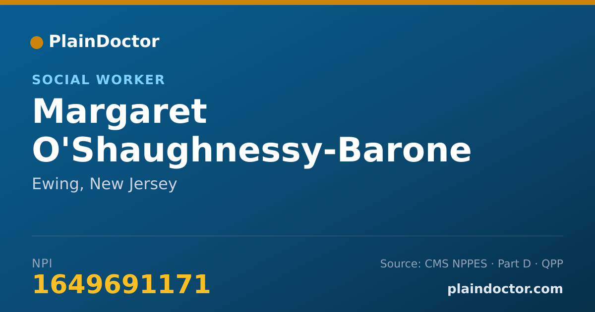 Shareable card for Margaret O'Shaughnessy-Barone - Social Worker, Ewing, NJ