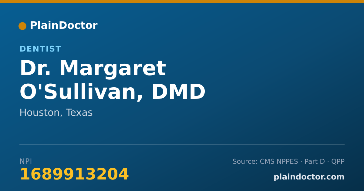 Shareable card for Margaret O'Sullivan, DMD - Dentist, Houston, TX