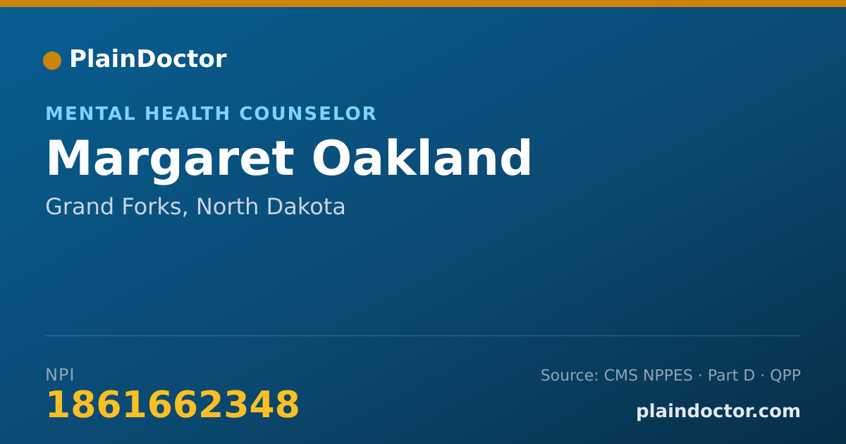 Shareable card for Margaret Oakland - Mental Health Counselor, Grand Forks, ND