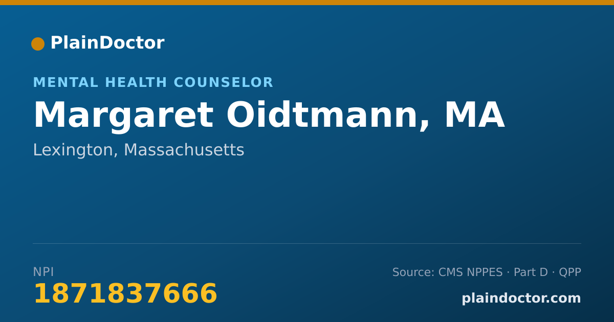 Shareable card for Margaret Oidtmann, MA - Mental Health Counselor, Lexington, MA
