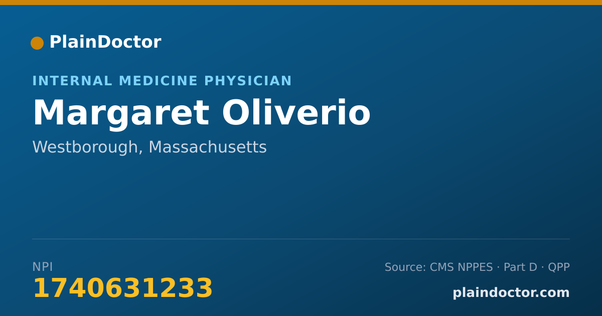 Shareable card for Margaret Oliverio - Internal Medicine Physician, Westborough, MA