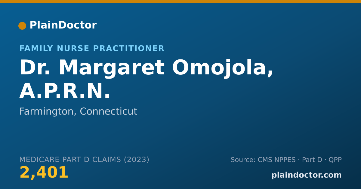 Shareable card for Margaret Omojola, A.P.R.N. - Family Nurse Practitioner, Farmington, CT