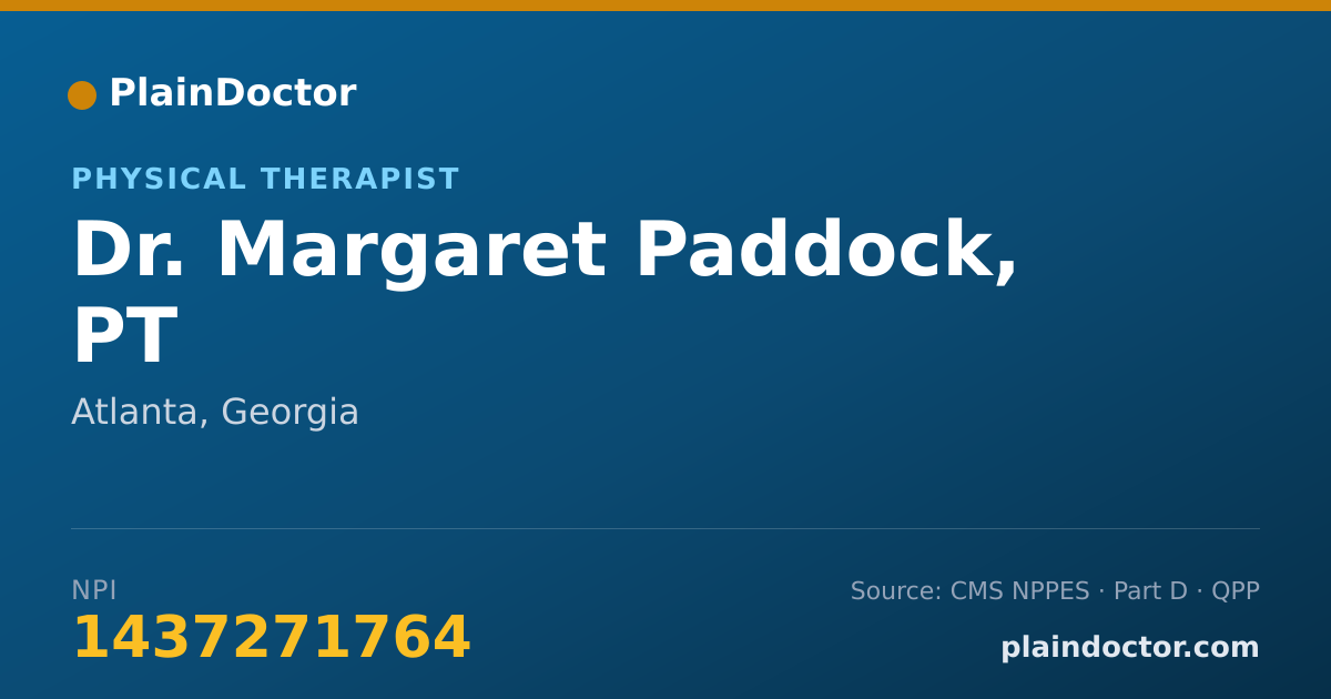 Shareable card for Margaret Paddock, PT - Physical Therapist, Atlanta, GA
