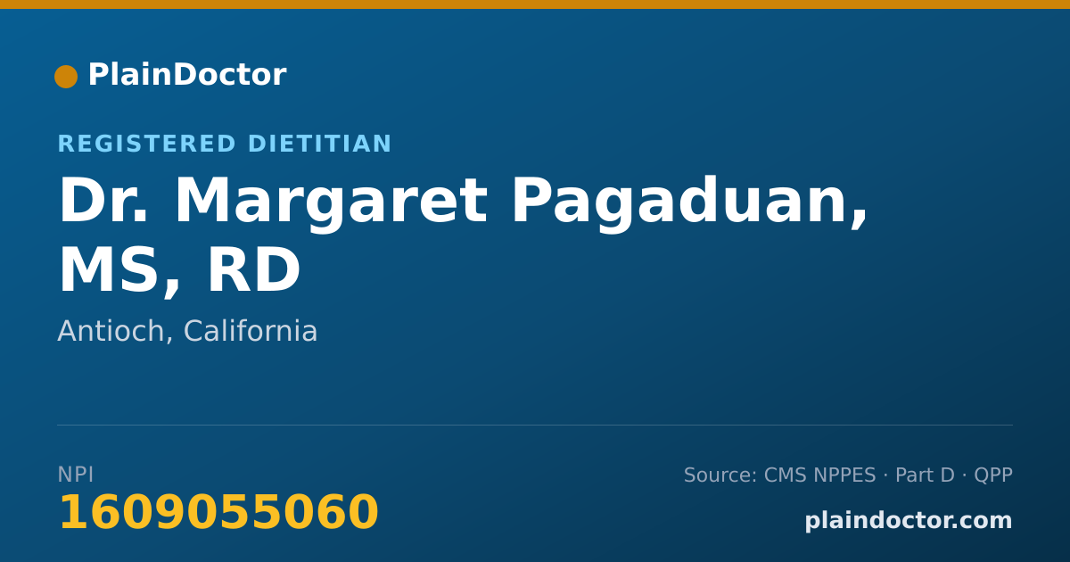 Shareable card for Margaret Pagaduan, MS, RD - Registered Dietitian, Antioch, CA