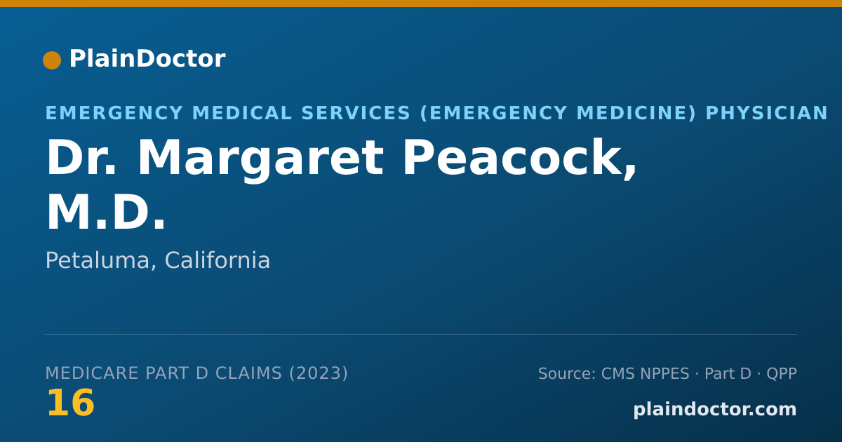 Shareable card for Margaret Peacock, M.D. - Emergency Medical Services (Emergency Medicine) Physician, Petaluma, CA