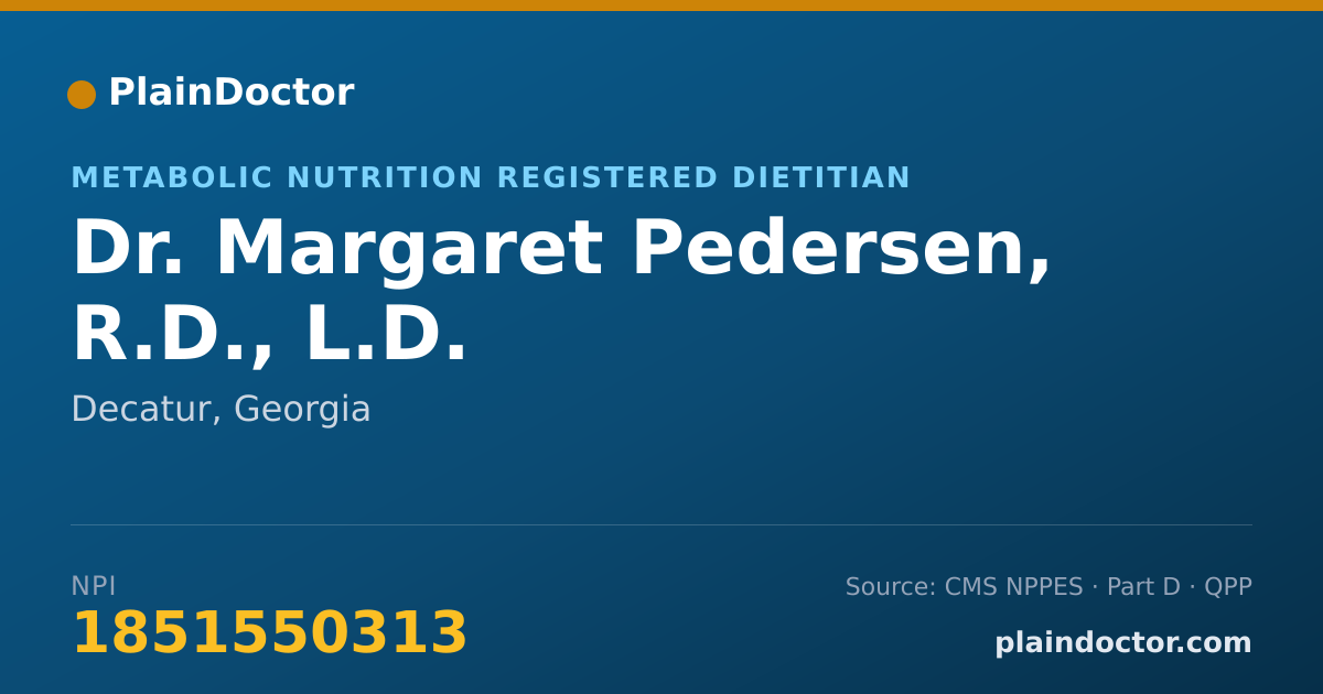 Shareable card for Margaret Pedersen, R.D., L.D. - Metabolic Nutrition Registered Dietitian, Decatur, GA