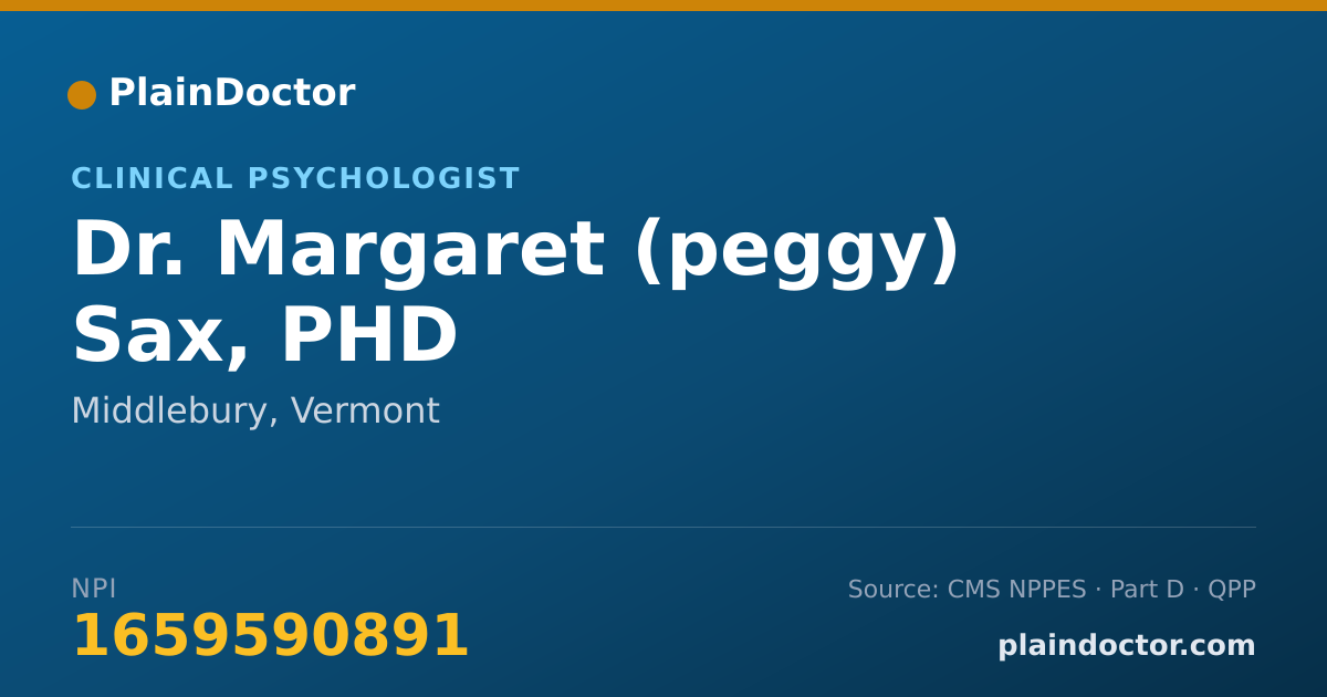 Shareable card for Margaret (peggy) Sax, PHD - Clinical Psychologist, Middlebury, VT
