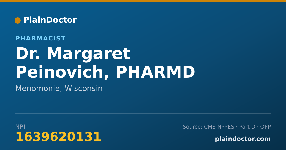 Shareable card for Margaret Peinovich, PHARMD - Pharmacist, Menomonie, WI
