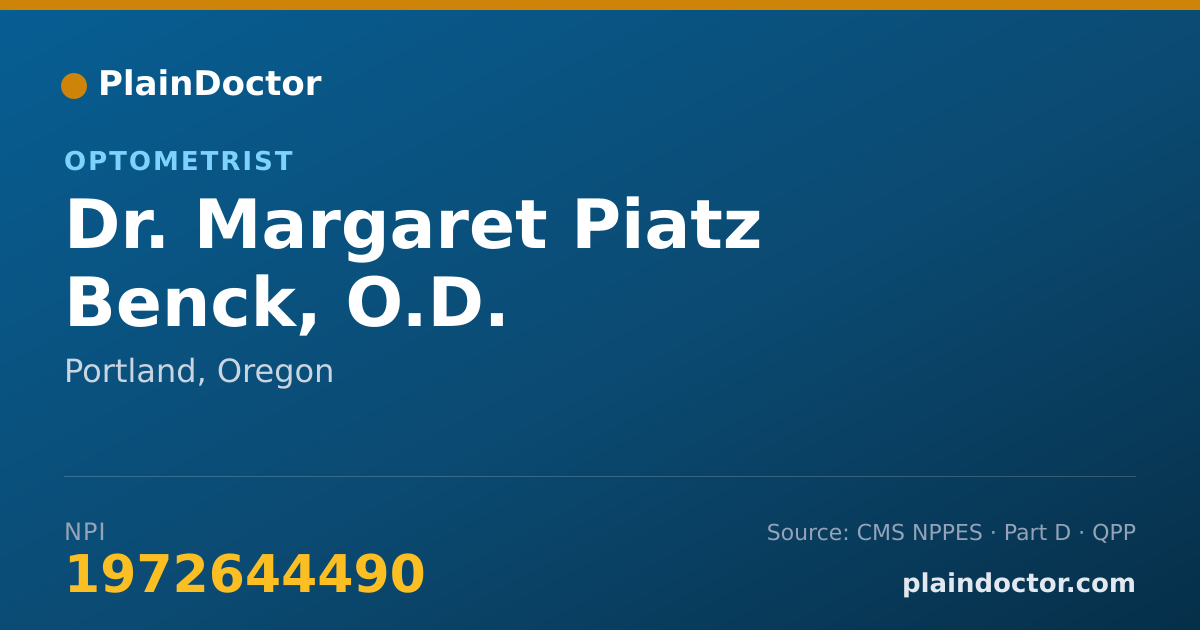 Shareable card for Margaret Piatz Benck, O.D. - Optometrist, Portland, OR