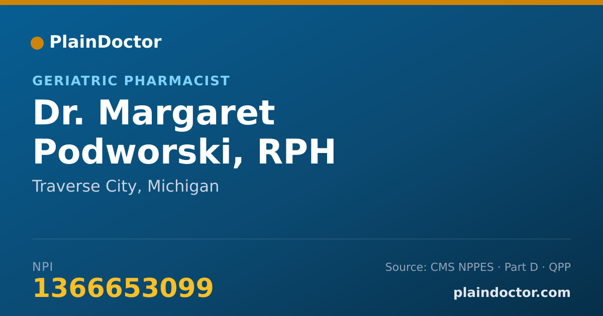 Shareable card for Margaret Podworski, RPH - Geriatric Pharmacist, Traverse City, MI