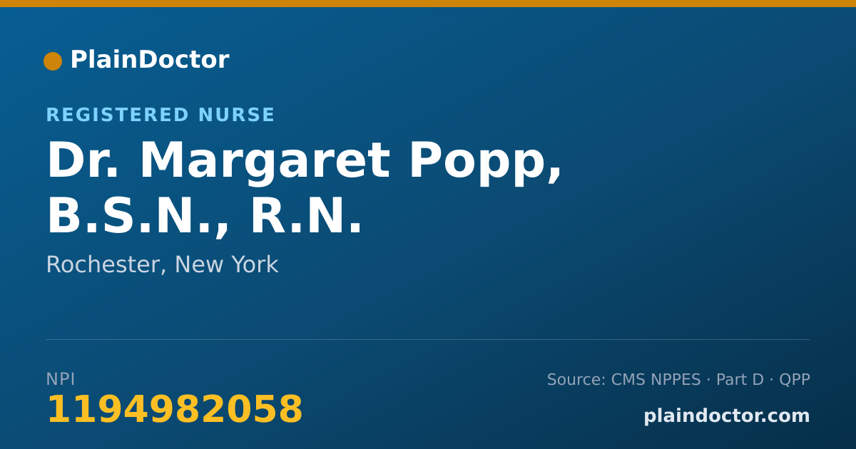 Shareable card for Margaret Popp, B.S.N., R.N. - Registered Nurse, Rochester, NY