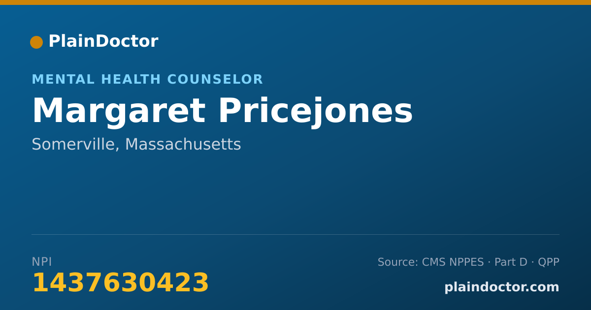 Shareable card for Margaret Pricejones - Mental Health Counselor, Somerville, MA