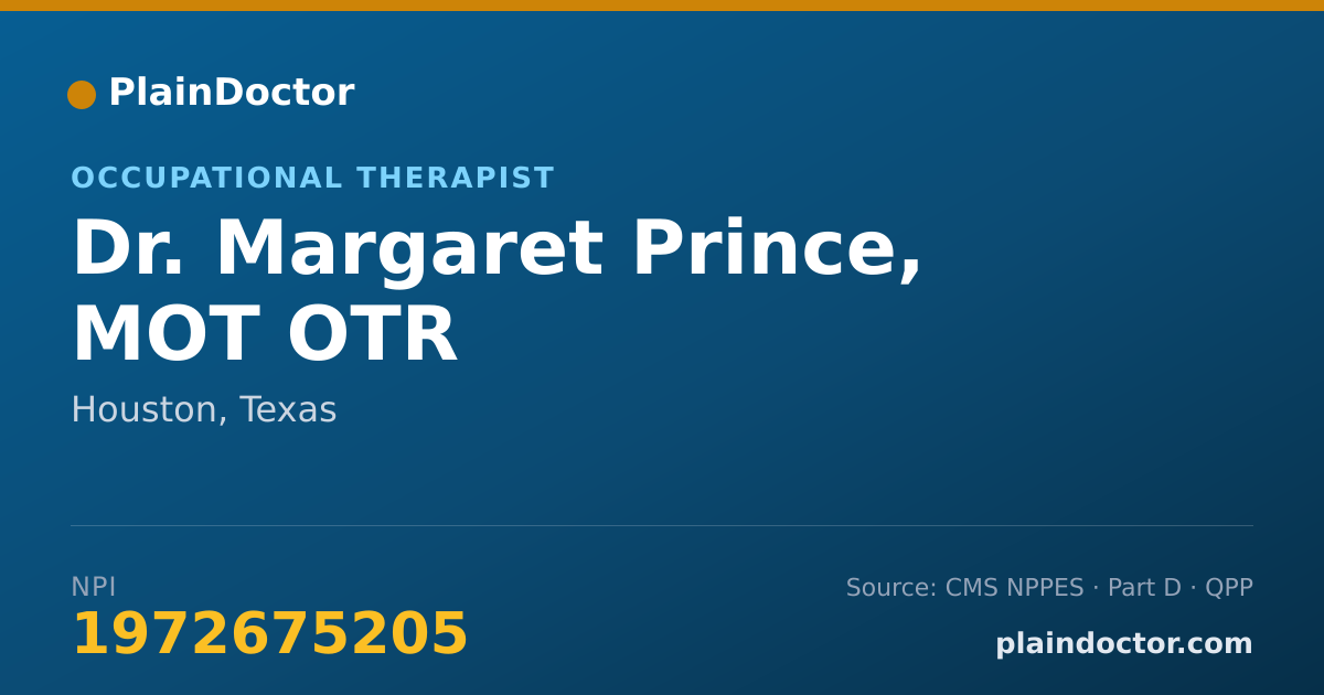 Shareable card for Margaret Prince, MOT OTR - Occupational Therapist, Houston, TX