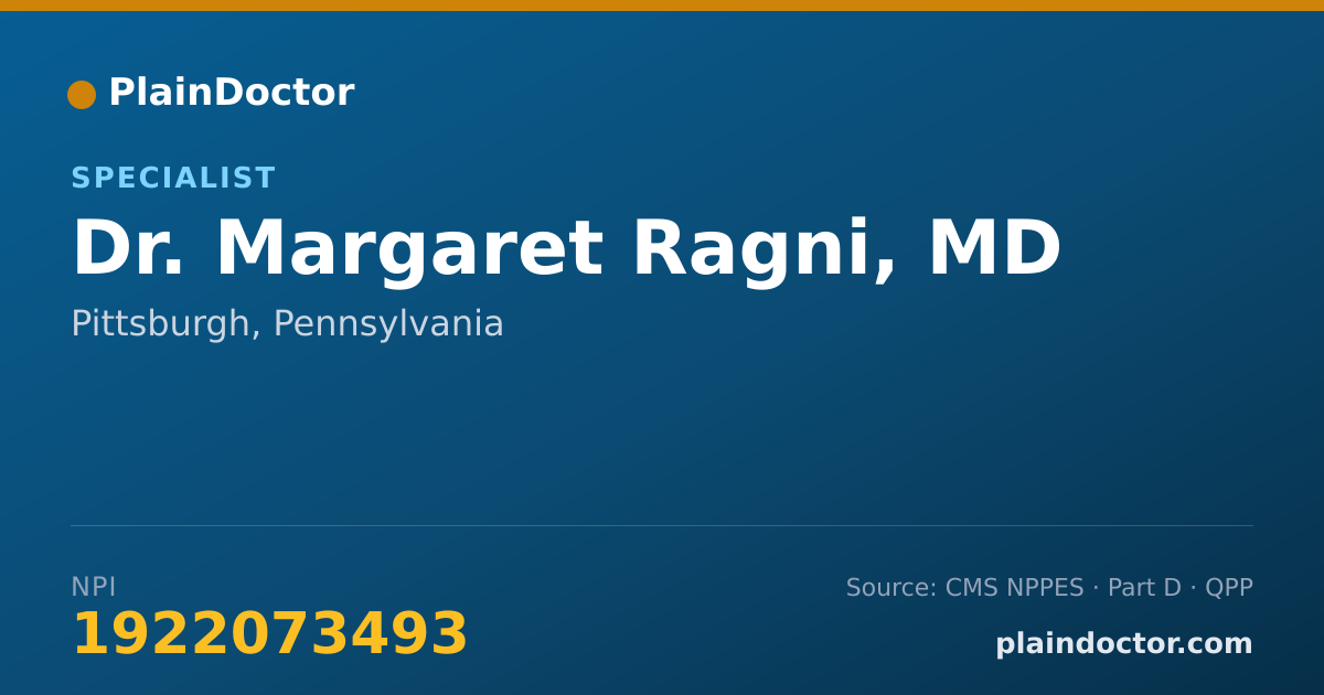 Shareable card for Margaret Ragni, MD - Specialist, Pittsburgh, PA
