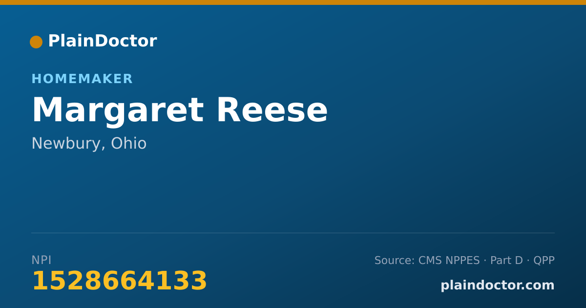 Shareable card for Margaret Reese - Homemaker, Newbury, OH