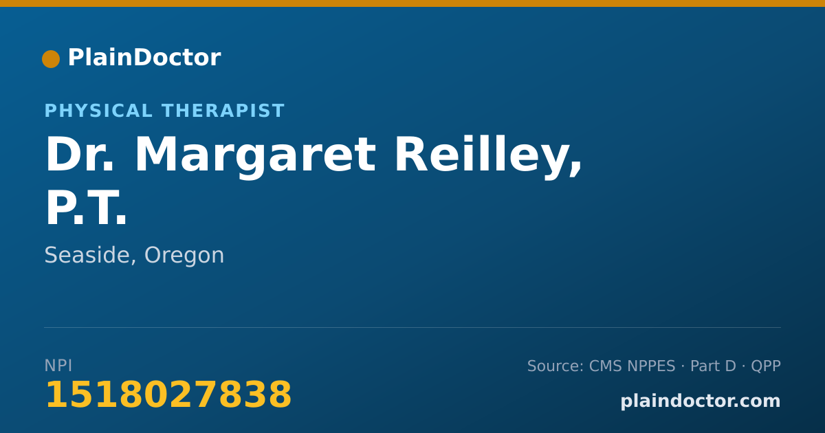 Shareable card for Margaret Reilley, P.T. - Physical Therapist, Seaside, OR