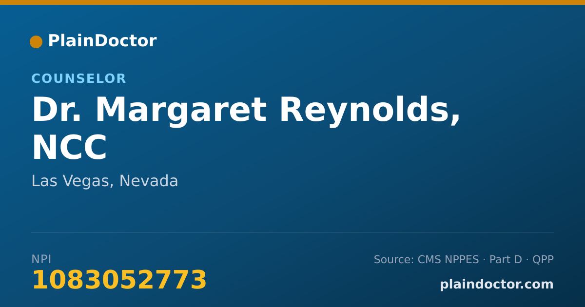 Shareable card for Margaret Reynolds, NCC - Counselor, Las Vegas, NV