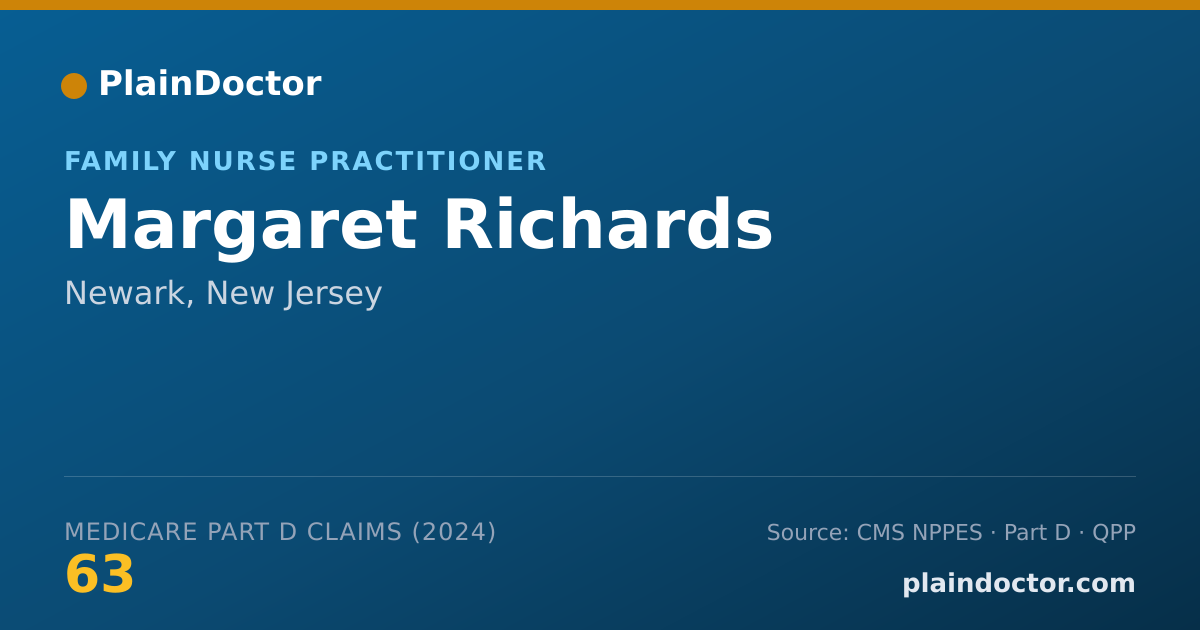 Shareable card for Margaret Richards - Family Nurse Practitioner, Newark, NJ