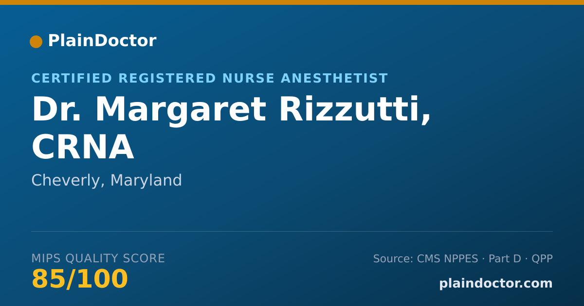Shareable card for Margaret Rizzutti, CRNA - Certified Registered Nurse Anesthetist, Cheverly, MD