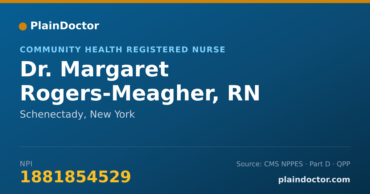 Shareable card for Margaret Rogers-Meagher, RN - Community Health Registered Nurse, Schenectady, NY